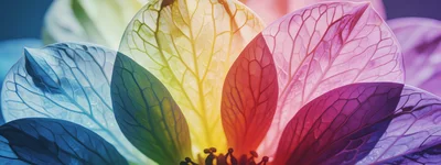 Macro Close Up Of Vibrant Rainbow Colored Flower Petals