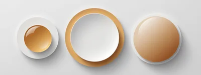 Three Abstract Circular Design Elements On White Background