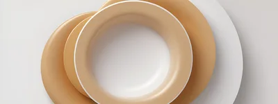 Abstract 3D Rendered Gold And White Circular Shapes