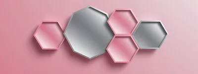 Abstract 3D Hexagonal Shelves On Pink Background
