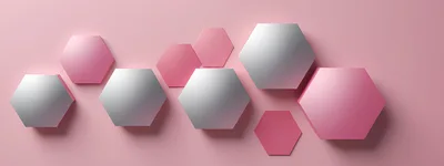3D Rendered Pink And Silver Hexagonal Geometric Shapes
