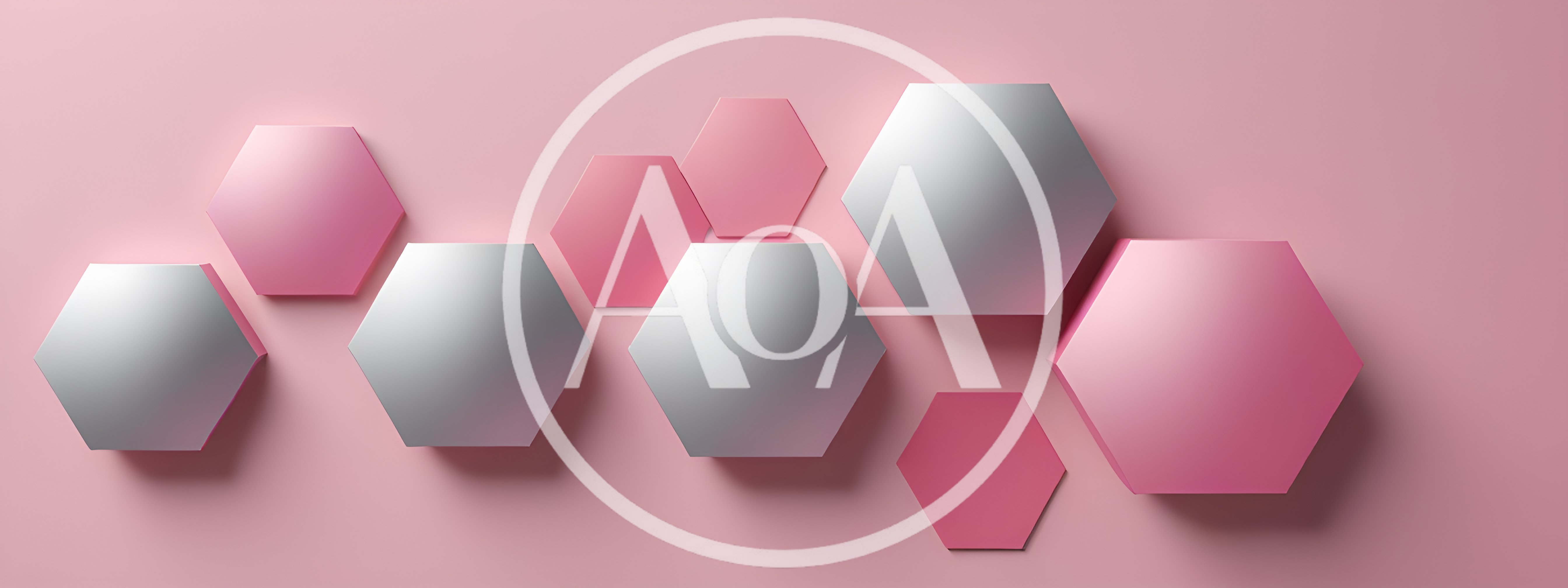 3D Rendered Pink And Silver Hexagonal Geometric Shapes