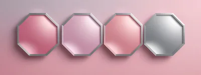 Four Metallic Octagonal Frames On Pink Background