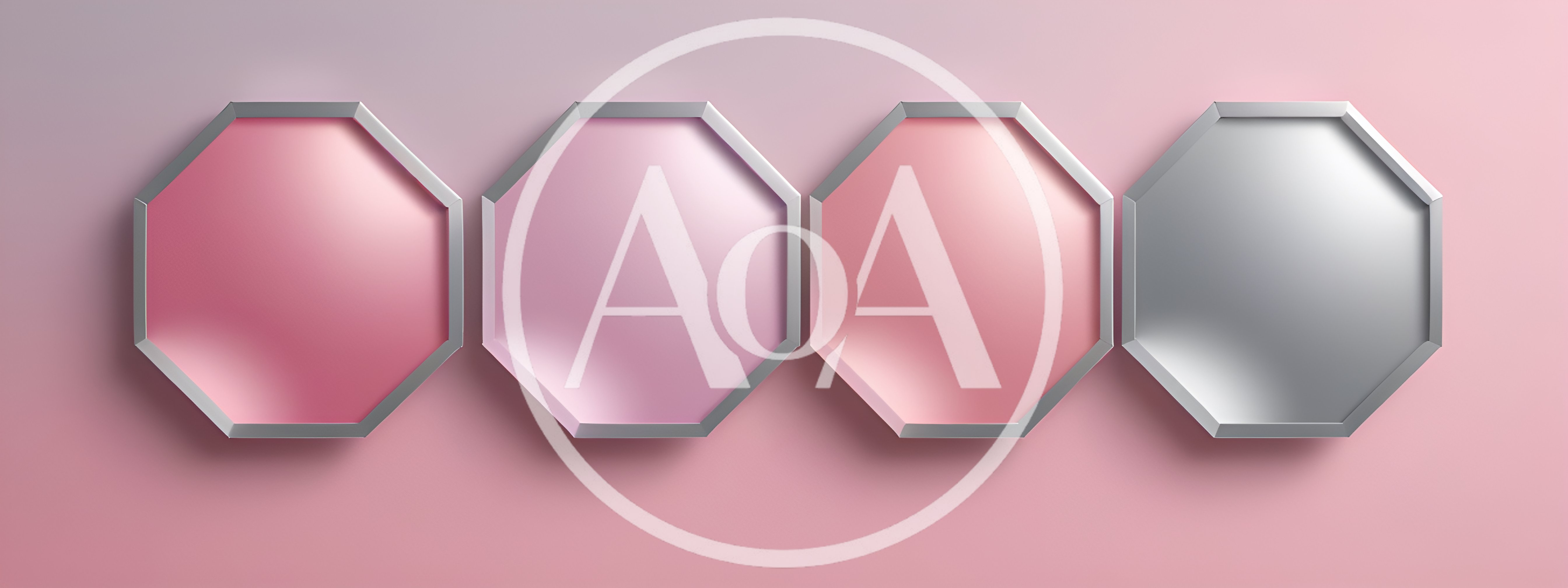 Four Metallic Octagonal Frames On Pink Background