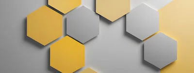 Abstract 3D Hexagonal Pattern With Yellow And Grey Tiles