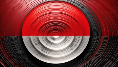 Abstract Concentric Circles With Red And White Gradient