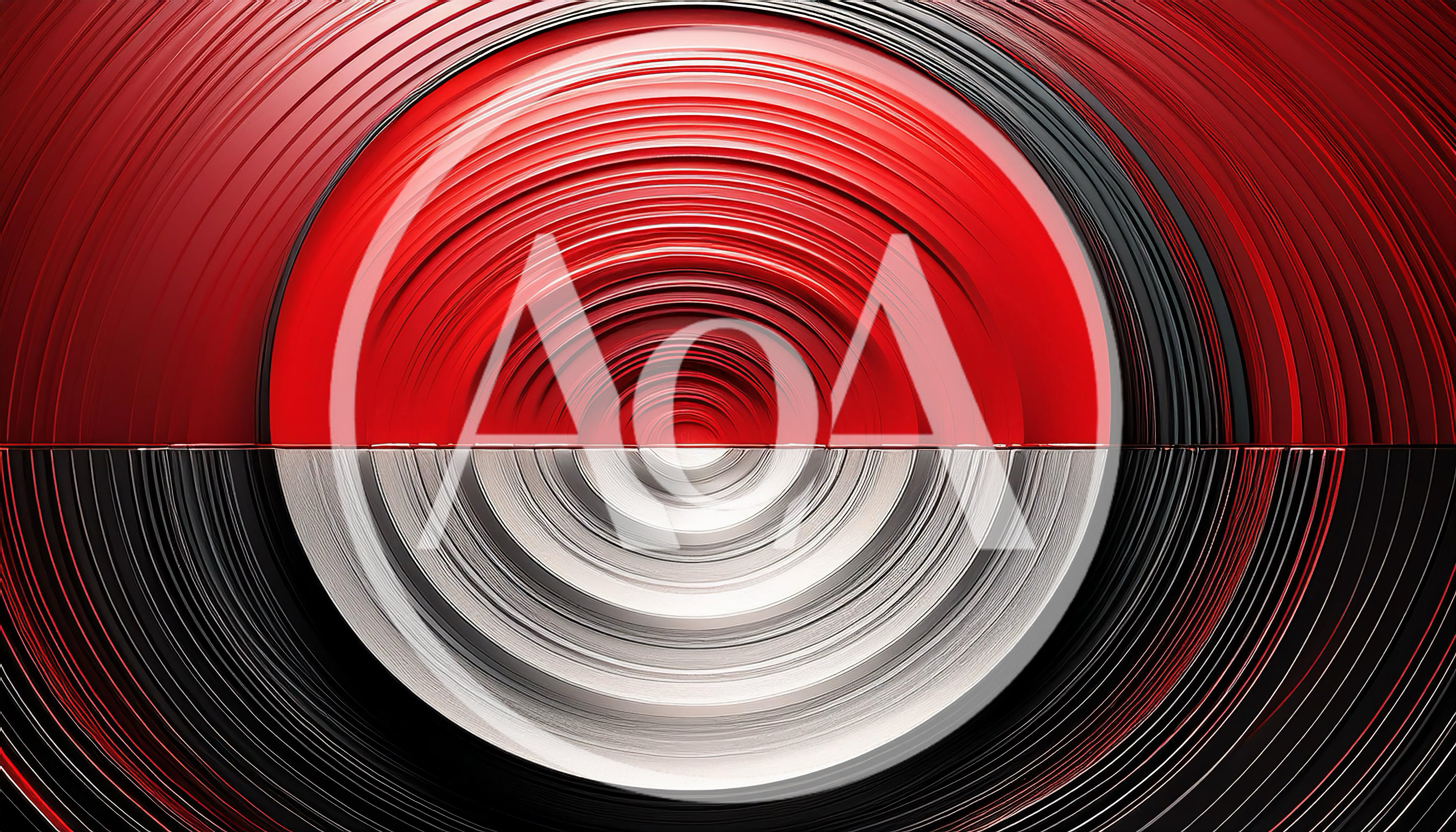 Abstract Concentric Circles With Red And White Gradient