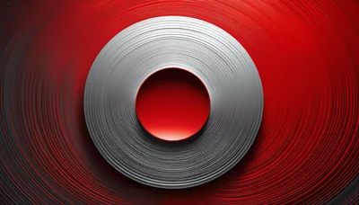 Abstract Metallic Silver Ring On Red Circular Background