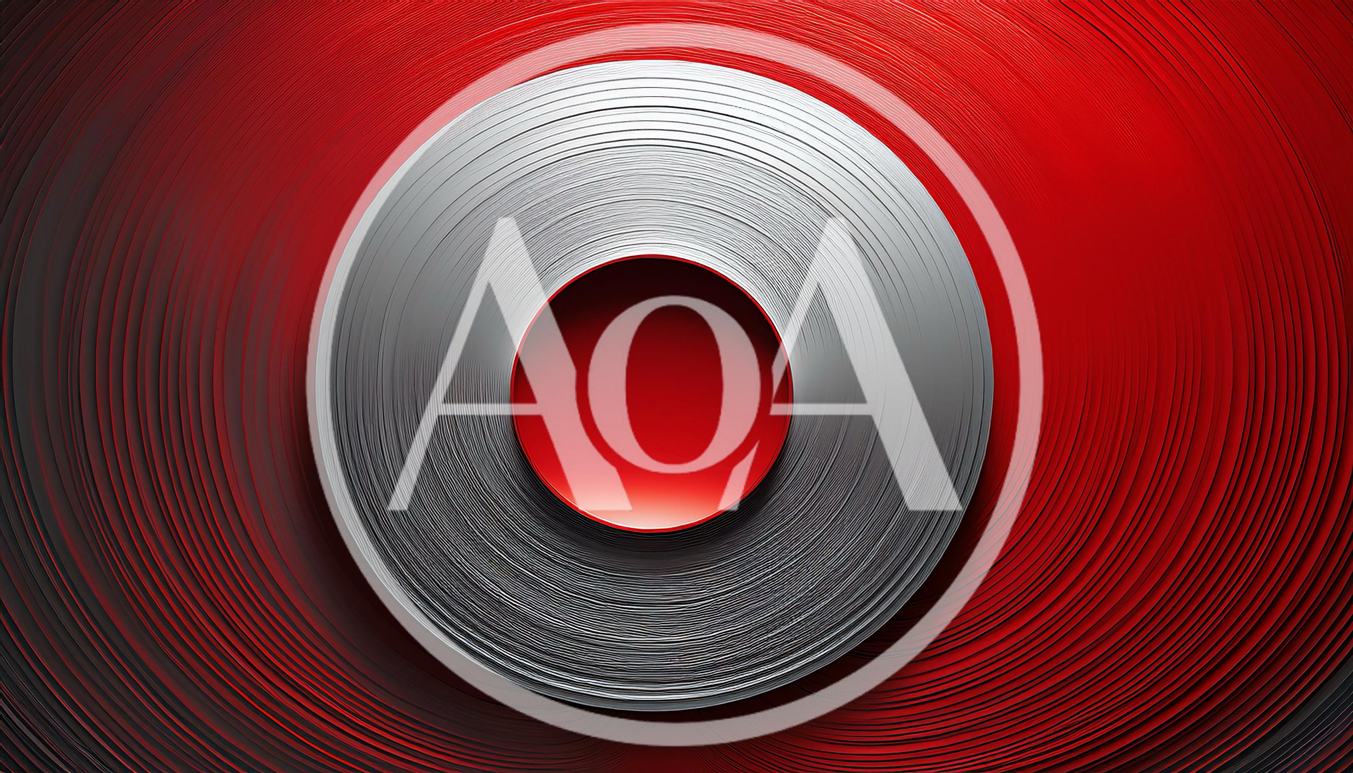 Abstract Metallic Silver Ring On Red Circular Background