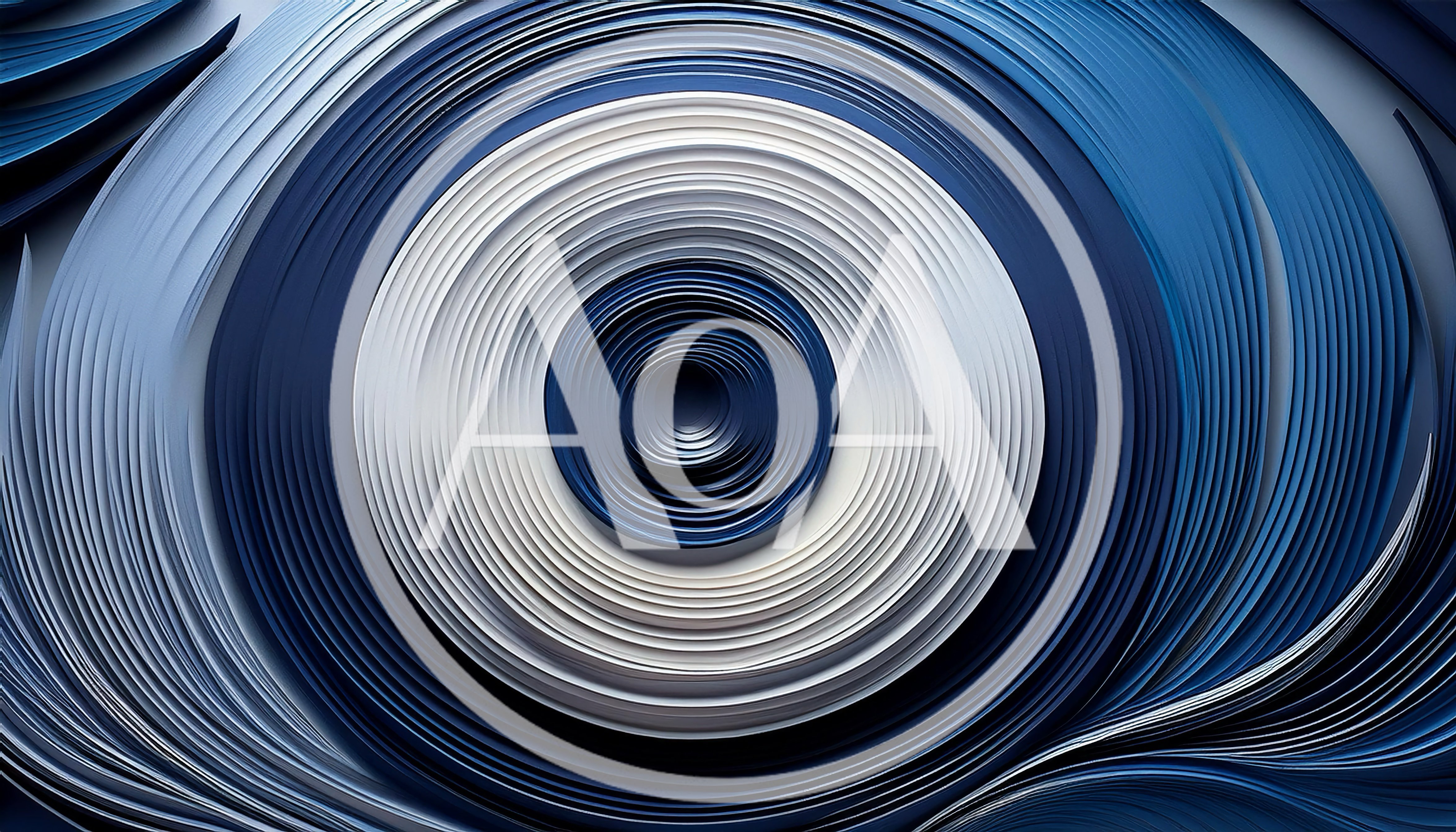 Abstract Concentric Blue And White Paper Quilling Art