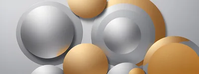 Abstract 3D Background With Gold And Silver Spheres