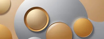 Abstract 3D Background With Golden Spheres And Circles