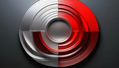 Abstract Concentric Circles With Red And Silver Texture