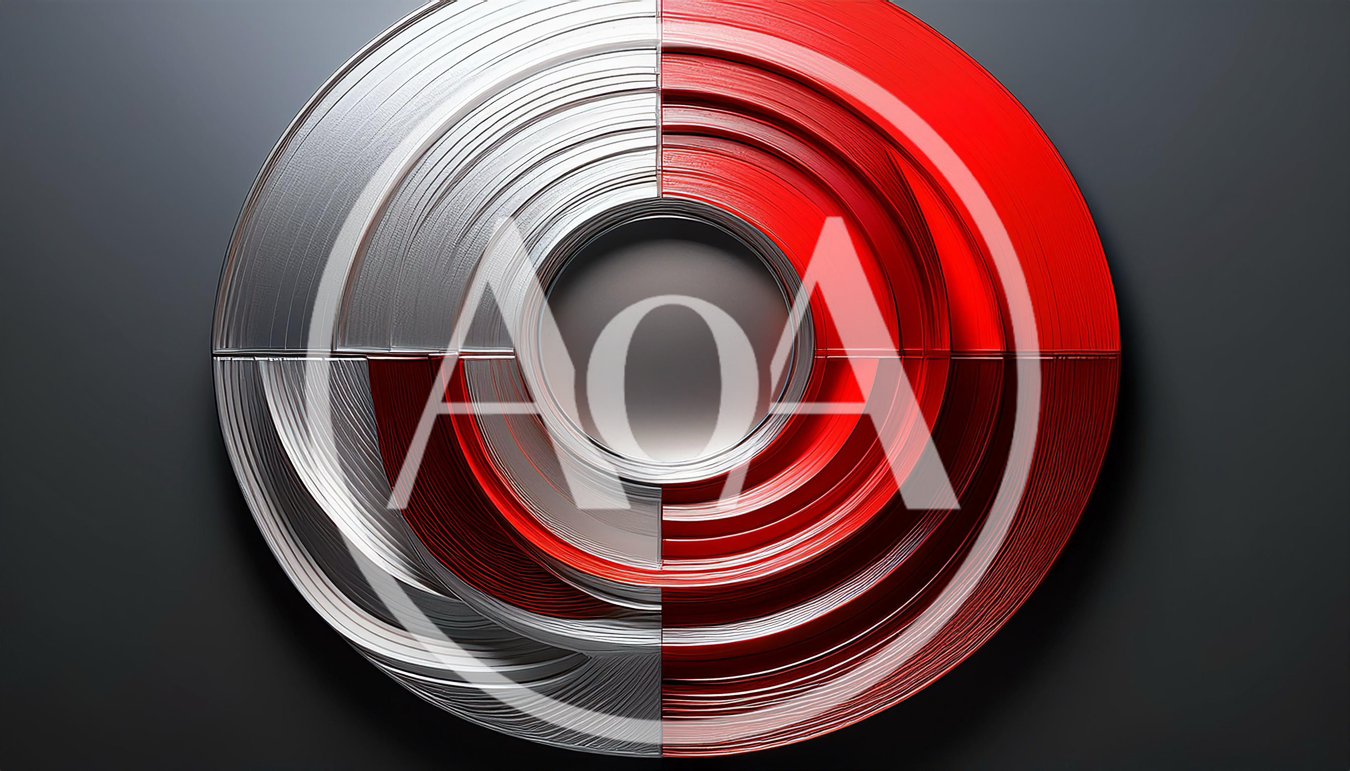 Abstract Concentric Circles With Red And Silver Texture