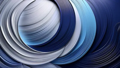 Abstract Blue And Silver Swirling Circular Lines