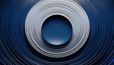 Abstract Concentric Silver Rings On Dark Blue Background