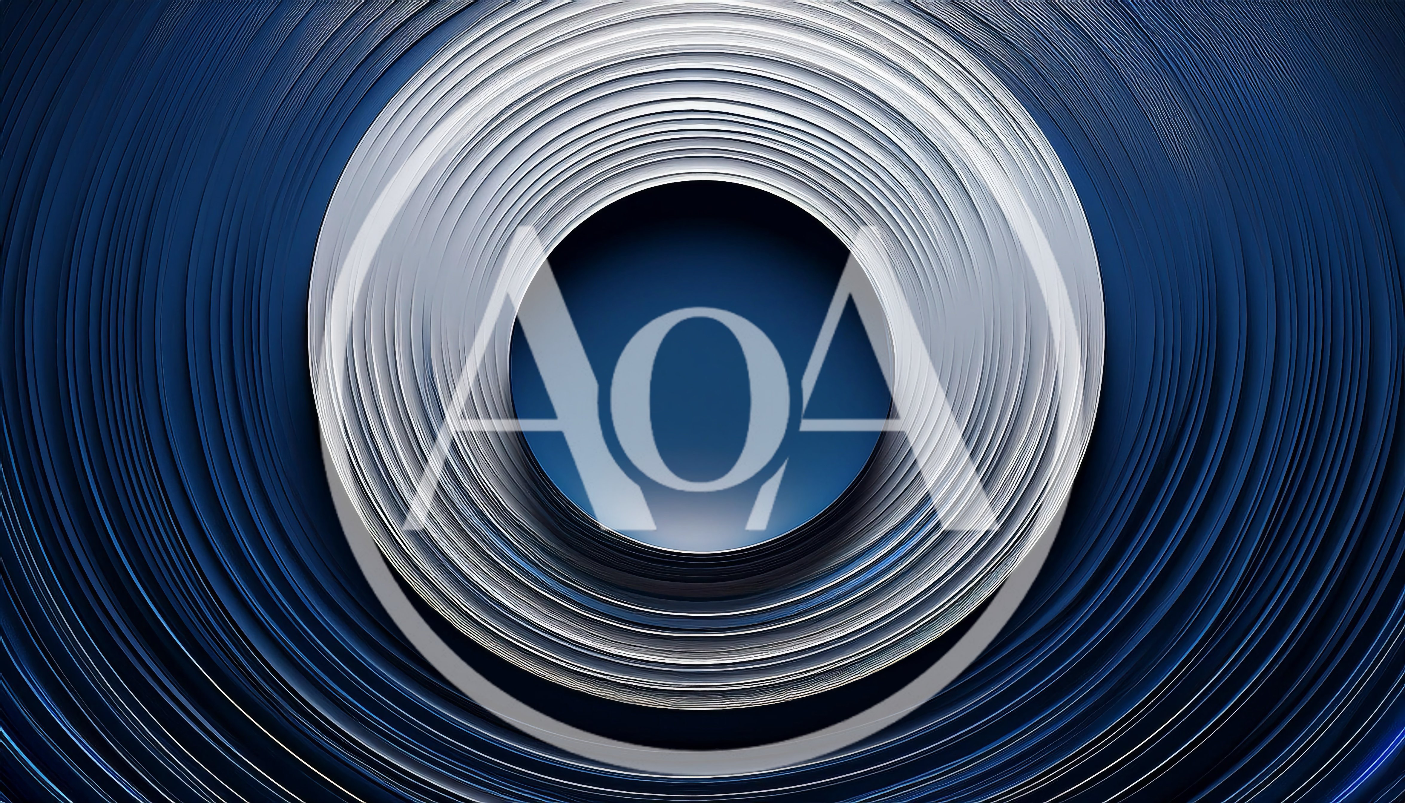 Abstract Concentric Silver Rings On Dark Blue Background