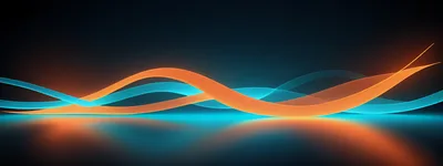Abstract Glowing Orange And Blue Light Waves