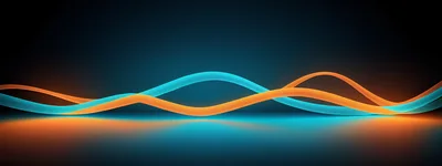 Abstract Glowing Blue And Orange Wavy Light Lines