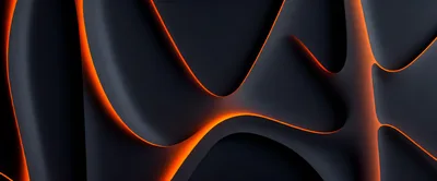 Abstract Dark Background With Glowing Orange Liquid Curves
