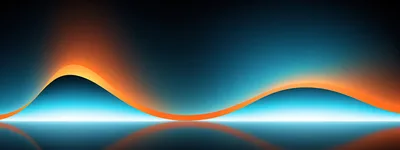 Abstract Glowing Orange Wave Over Blue Background