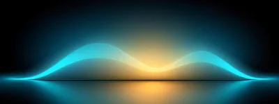 Abstract Glowing Cyan And Gold Wave Motion Background