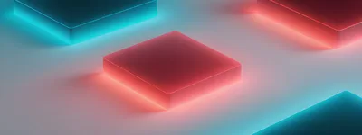 Abstract Glowing Neon Cubes On Minimalist Surface