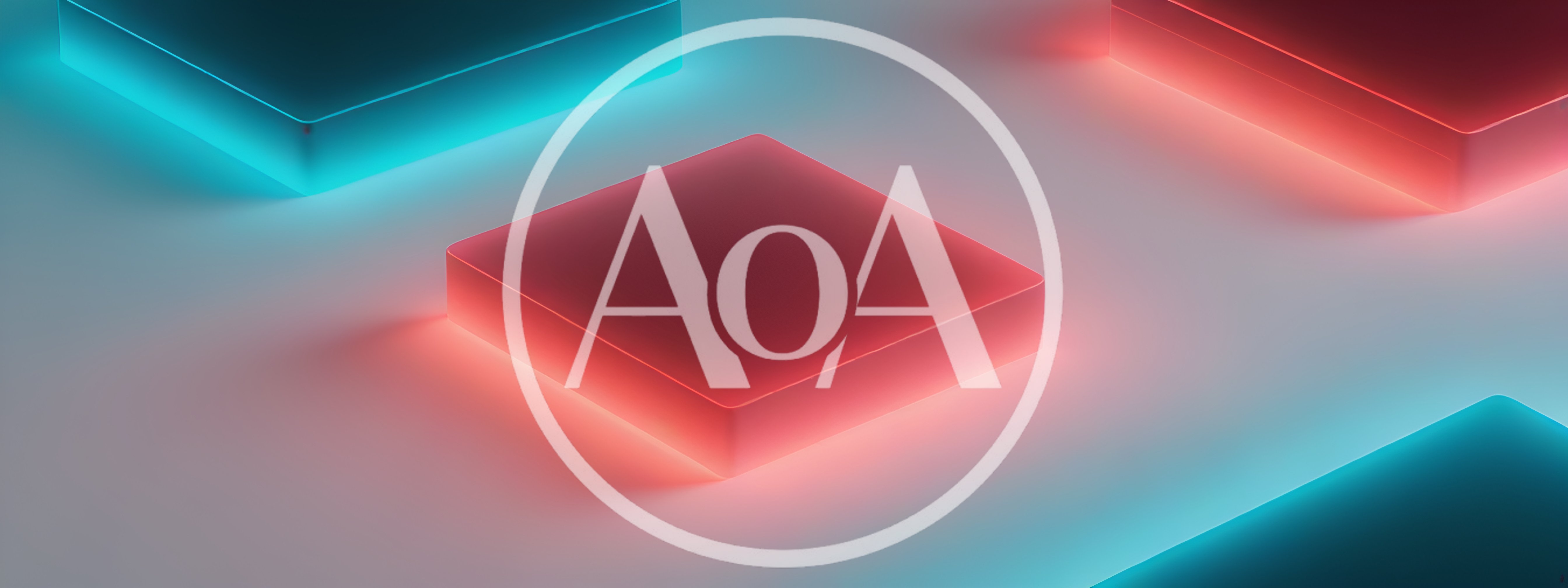 Abstract Glowing Neon Cubes On Minimalist Surface