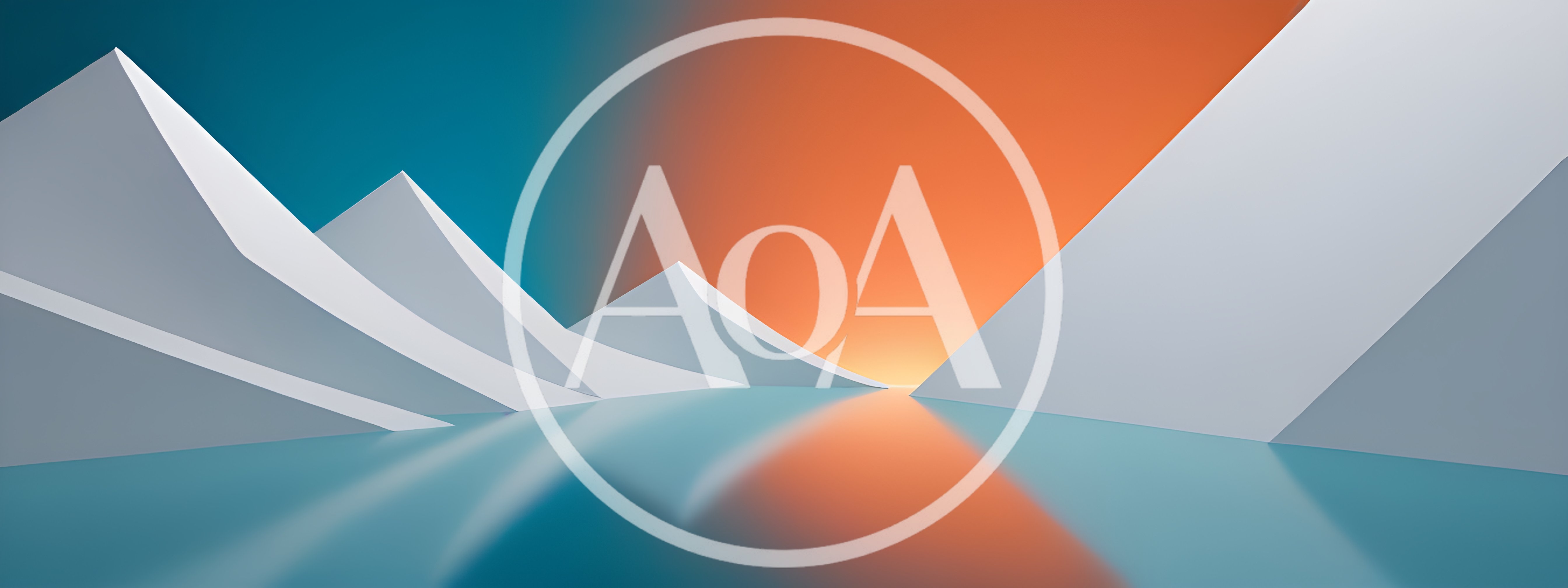 Abstract Minimalist Geometric Mountain Landscape With Reflective Water