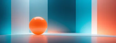 Glossy Orange Sphere in Minimalist Abstract Studio