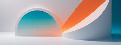 Abstract Geometric 3D Render With Curved Shapes
