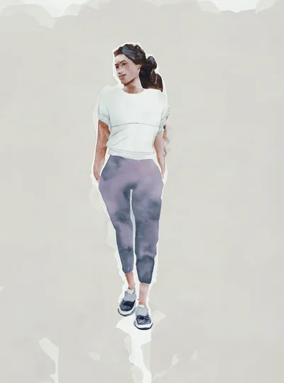 Watercolor Illustration Of A Woman Walking