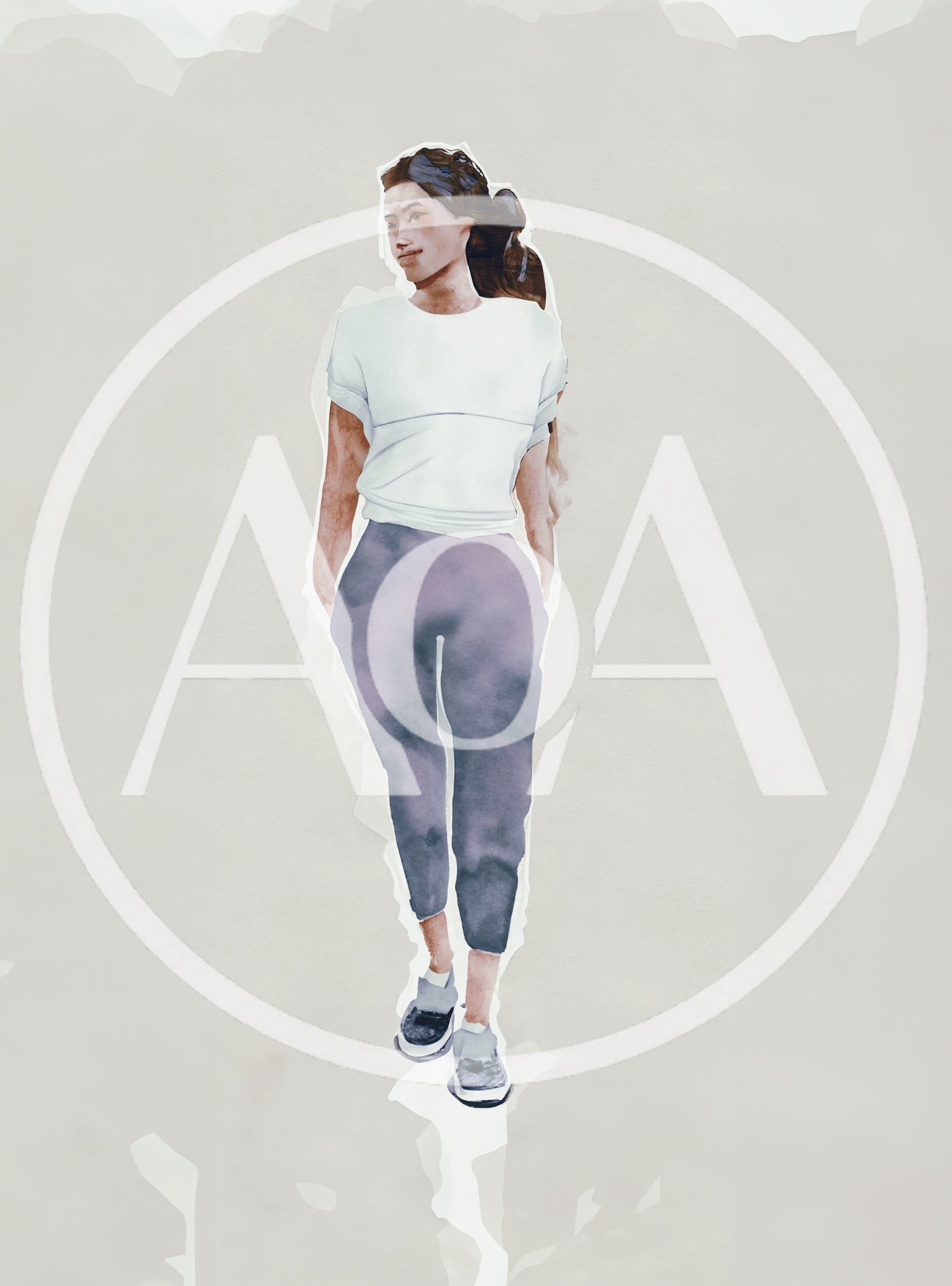 Watercolor Illustration Of A Woman Walking