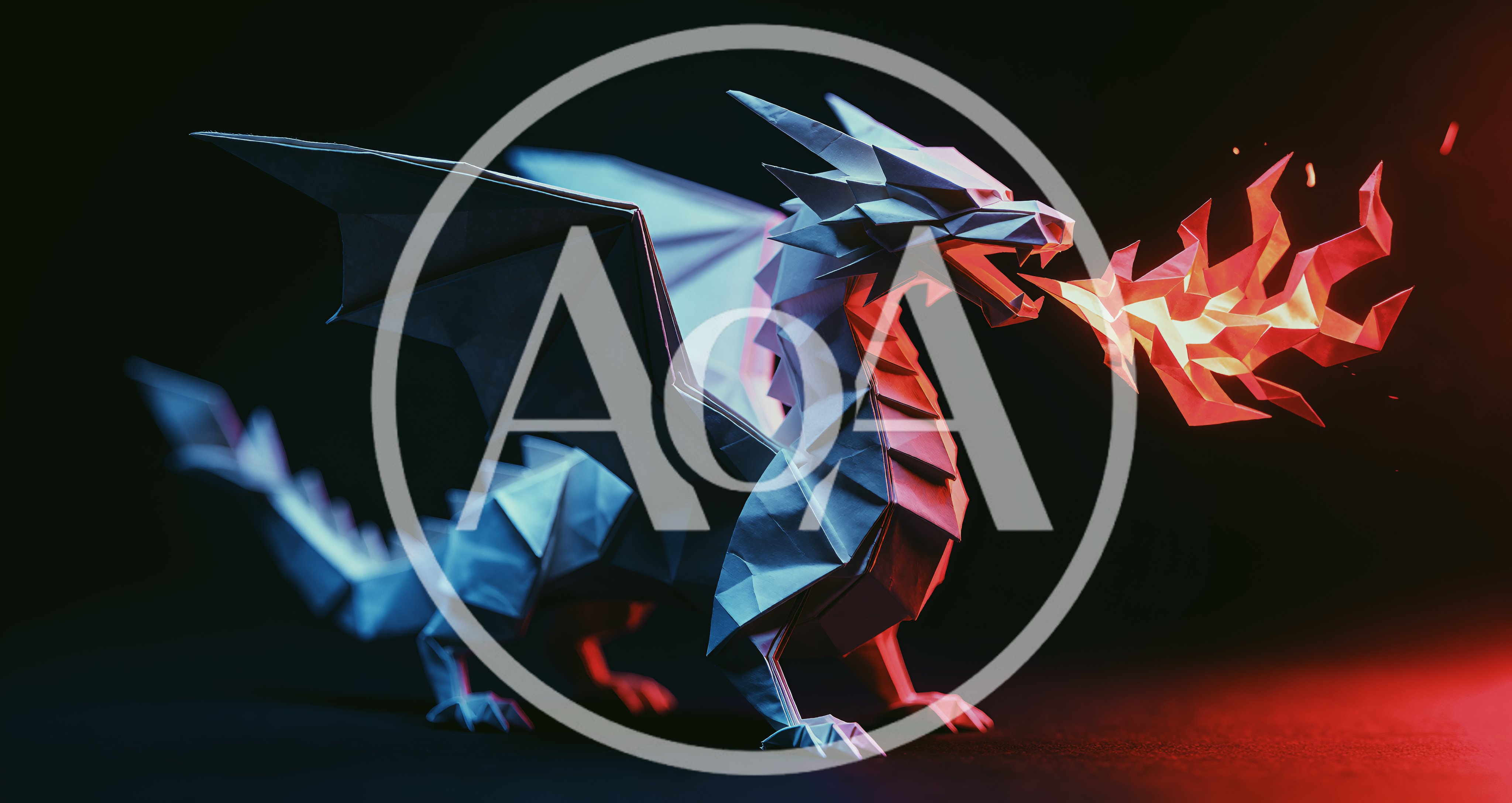 Origami Dragon Breathing Fire With Cinematic Lighting