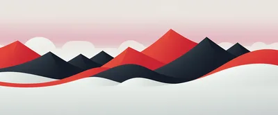 Minimalist Abstract Mountain Landscape With Red And Black Peaks