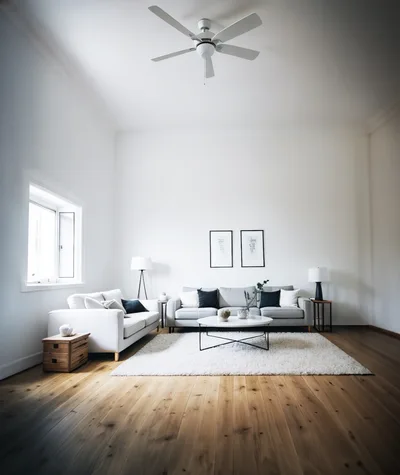 Modern Minimalist Living Room Interior With Two Sofas