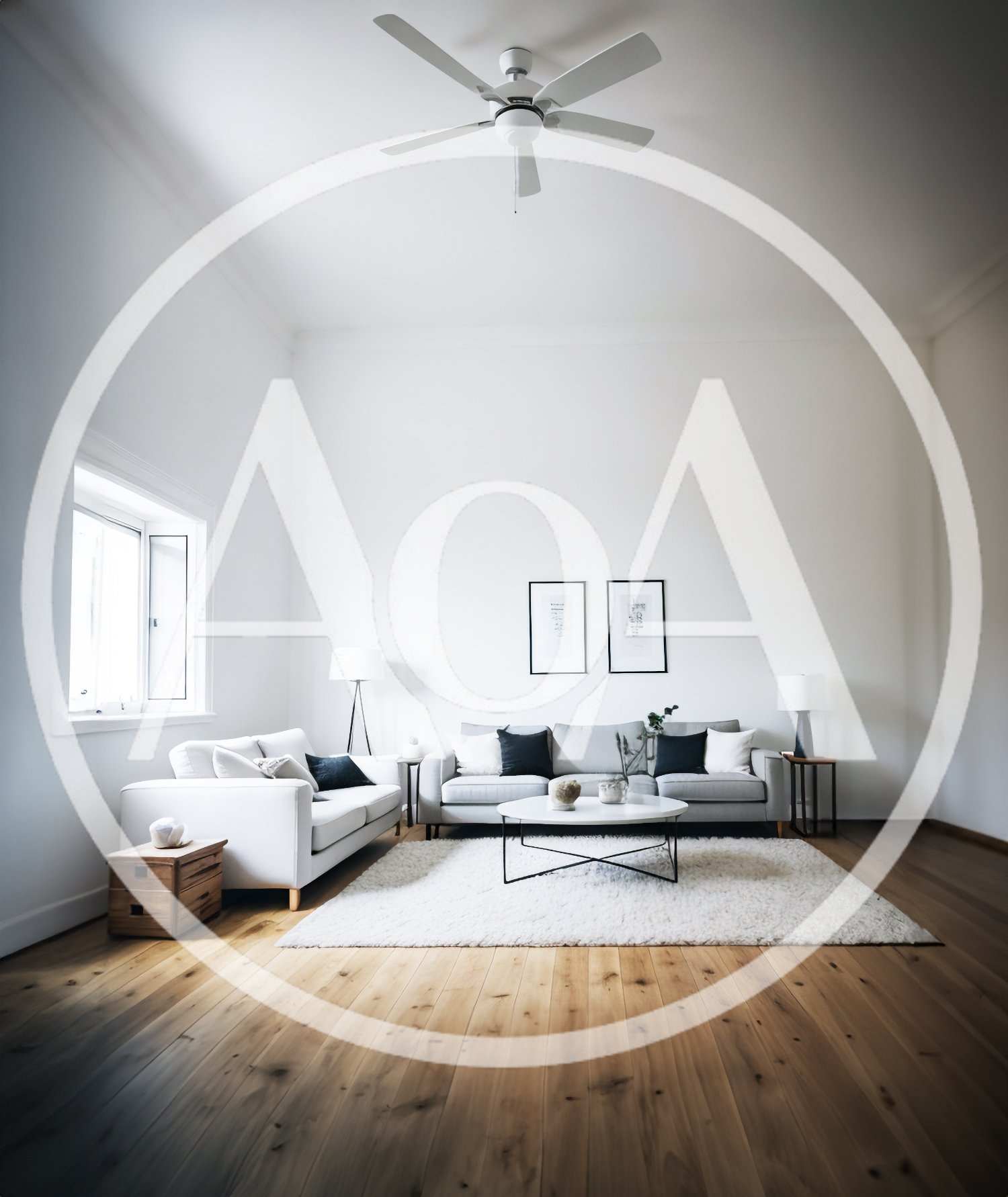 Modern Minimalist Living Room Interior With Two Sofas