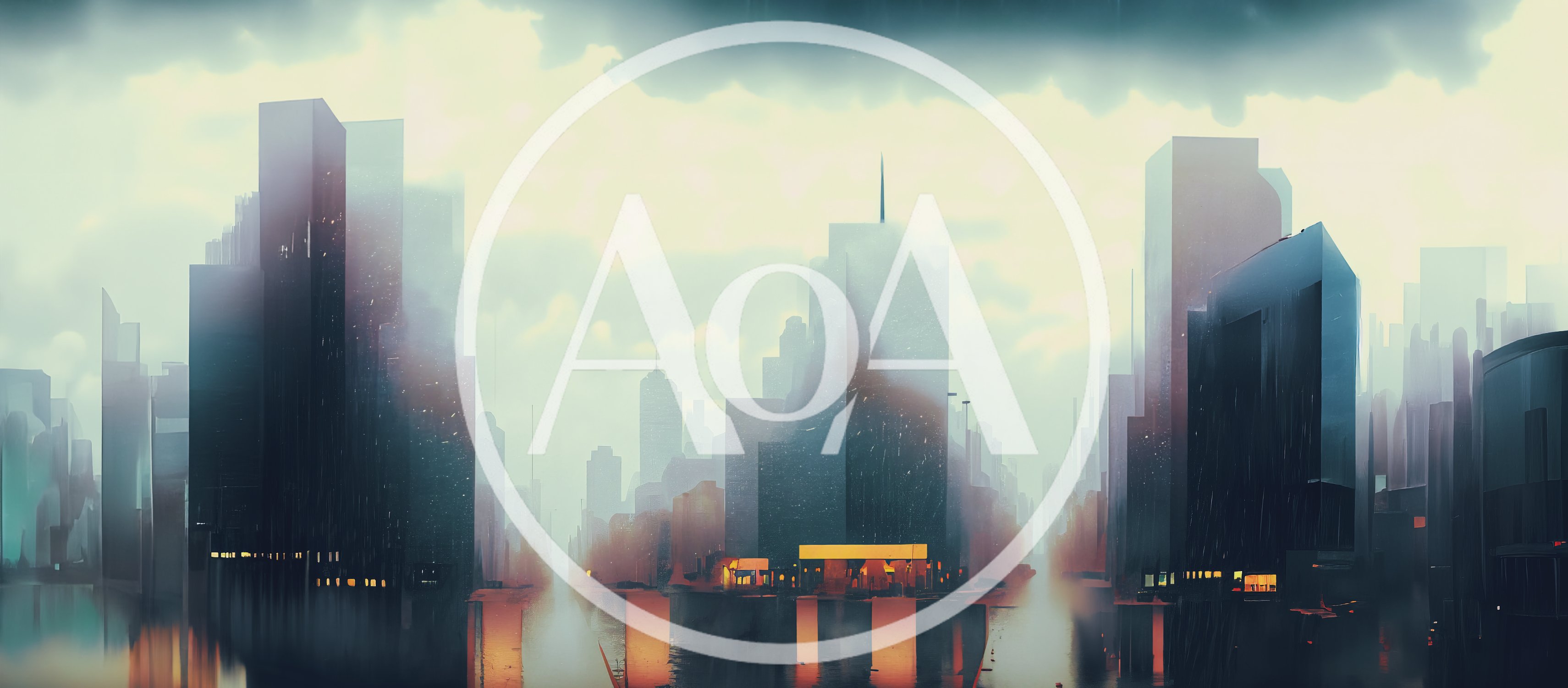 Abstract Digital Illustration Of A Rainy Futuristic Cityscape
