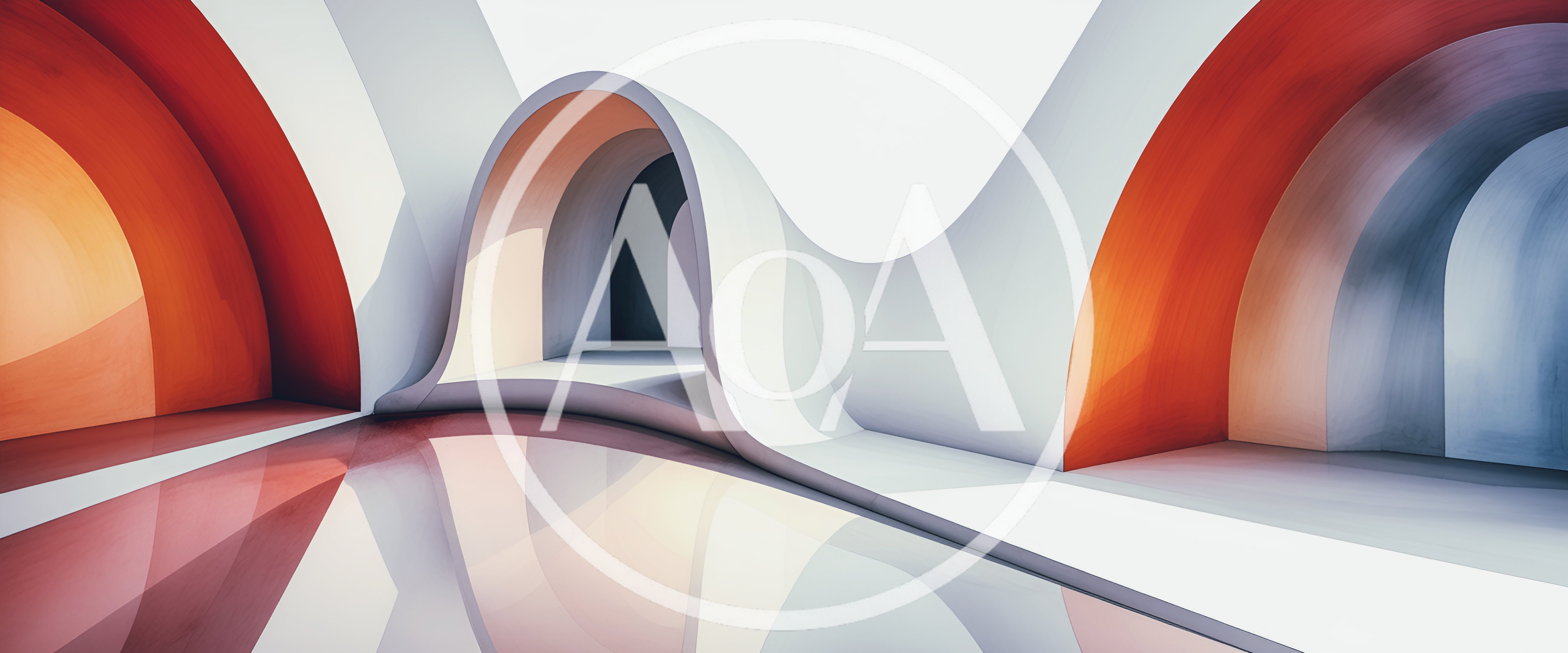 Abstract Architectural Interior With Curved Arches And Reflections