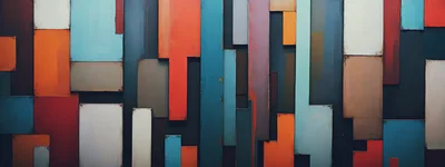 Abstract Geometric Wall Art With Multicolored Rectangular Panels