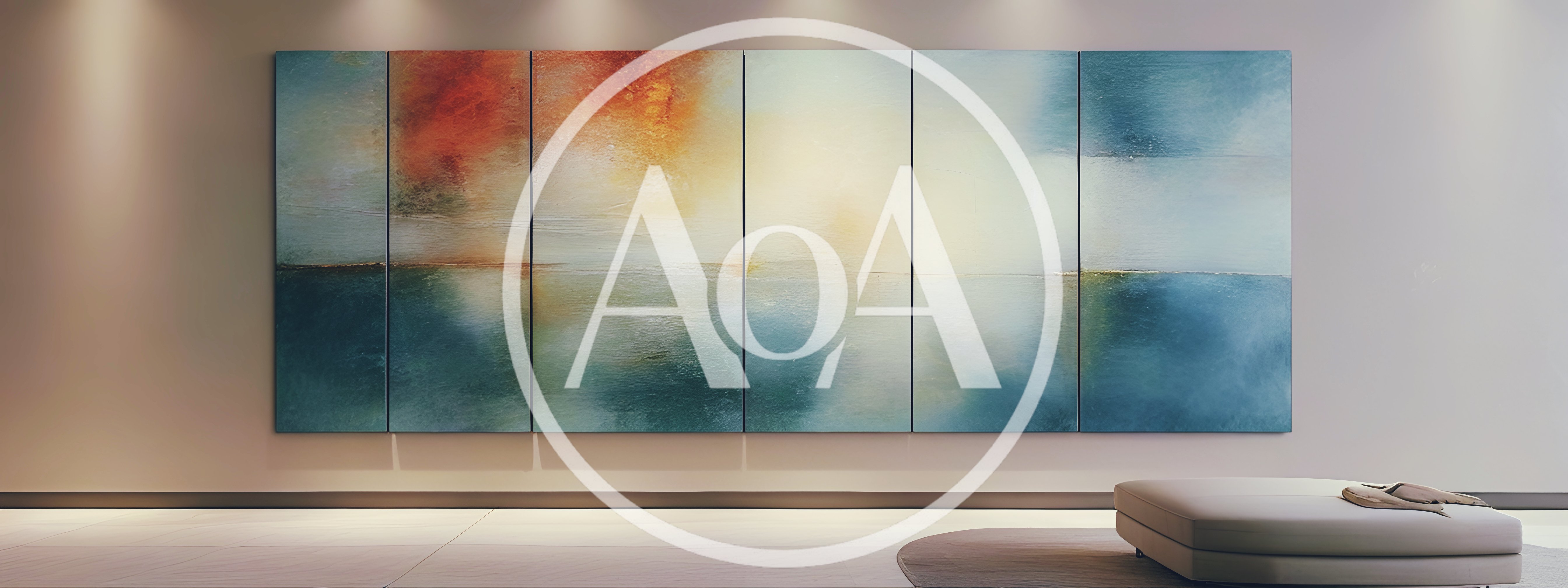 Large Abstract Multi Panel Wall Art In Modern Interior