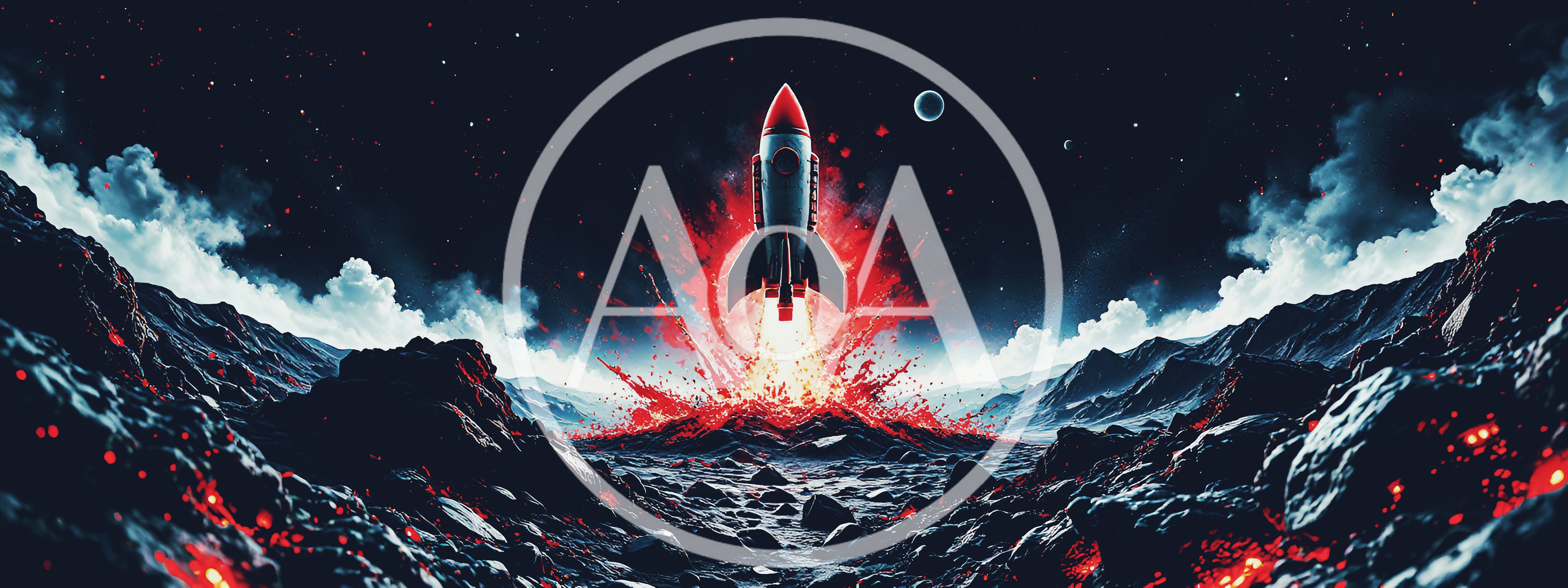 Rocket Launching From A Volcanic Alien Planet Surface