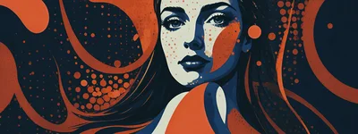 Abstract Portrait Of A Woman With Graphic Elements