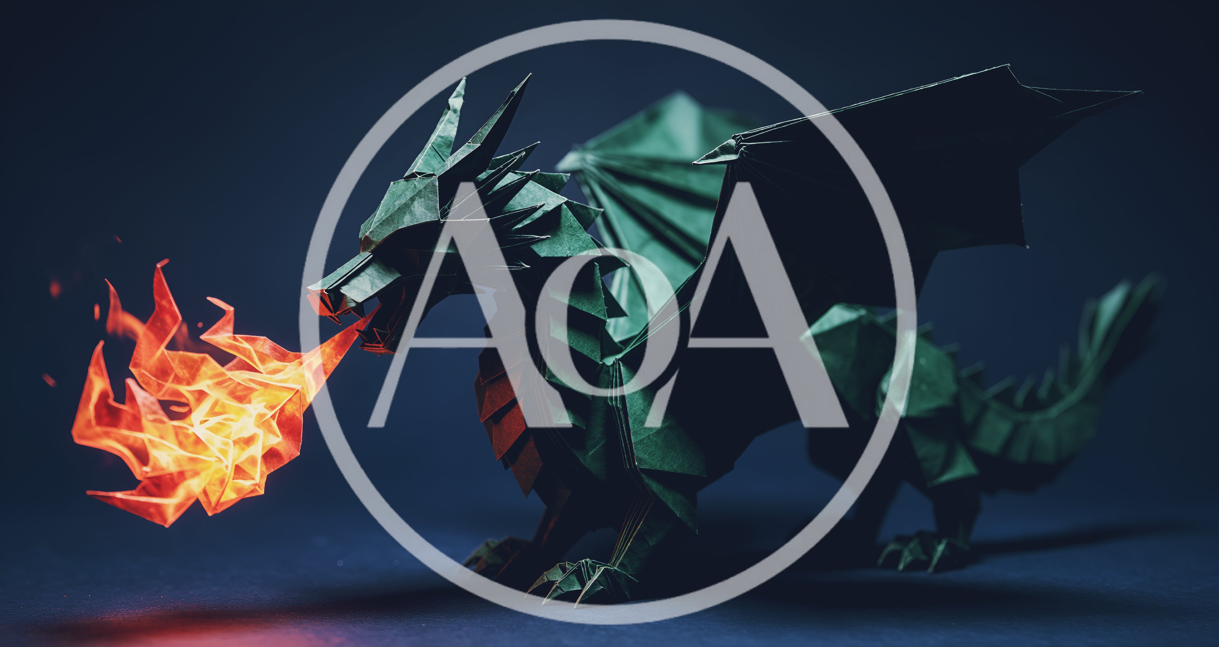 Origami Green Dragon Breathing Fire