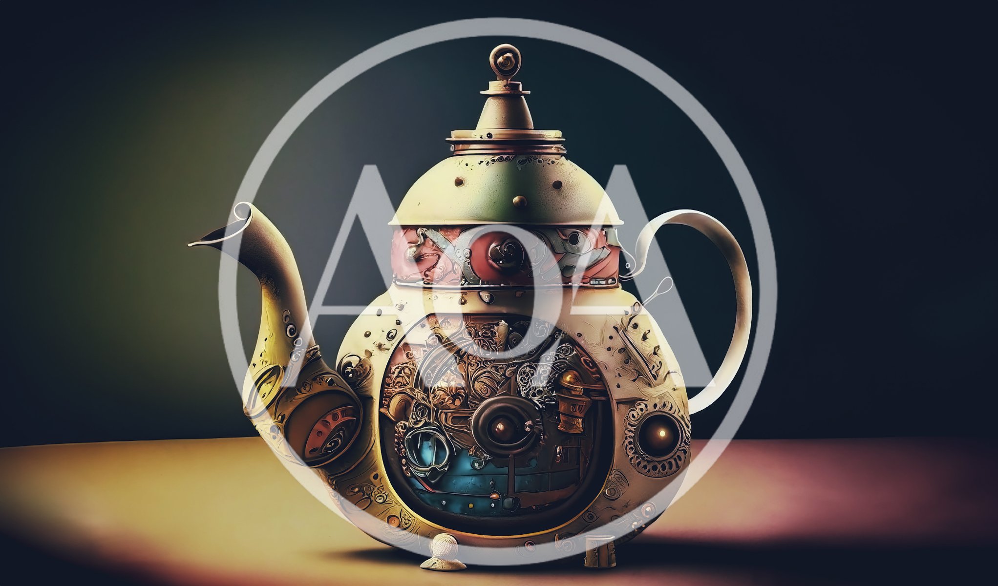 Steampunk Mechanical Teapot With Intricate Clockwork Details