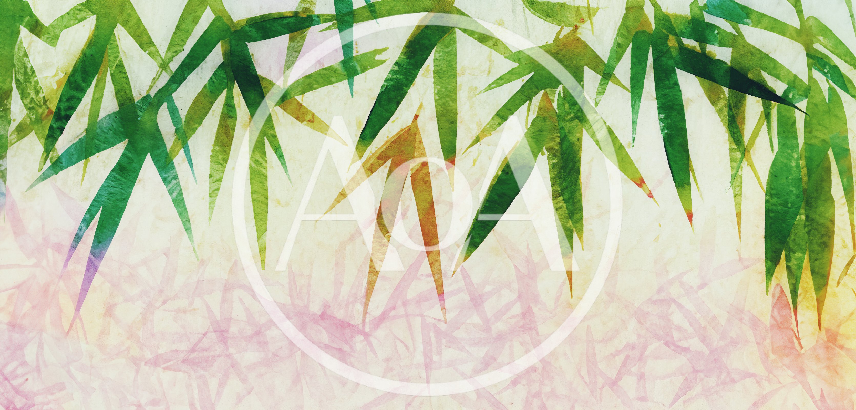 Watercolor Bamboo Leaves Illustration On Textured Paper