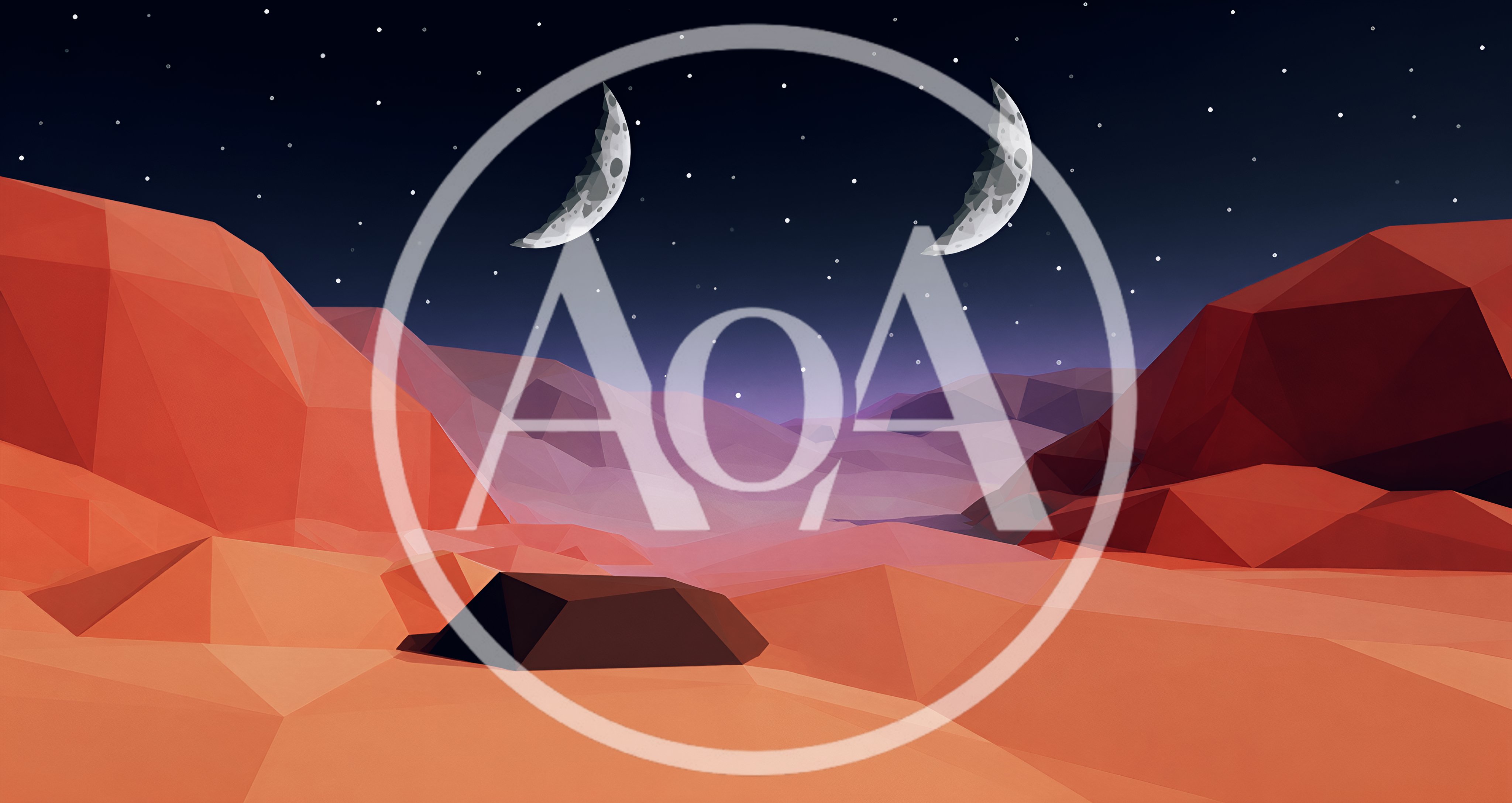Low Poly Martian Landscape With Two Moons