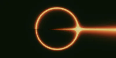 Abstract Glowing Orange Ring With Horizontal Light Beam