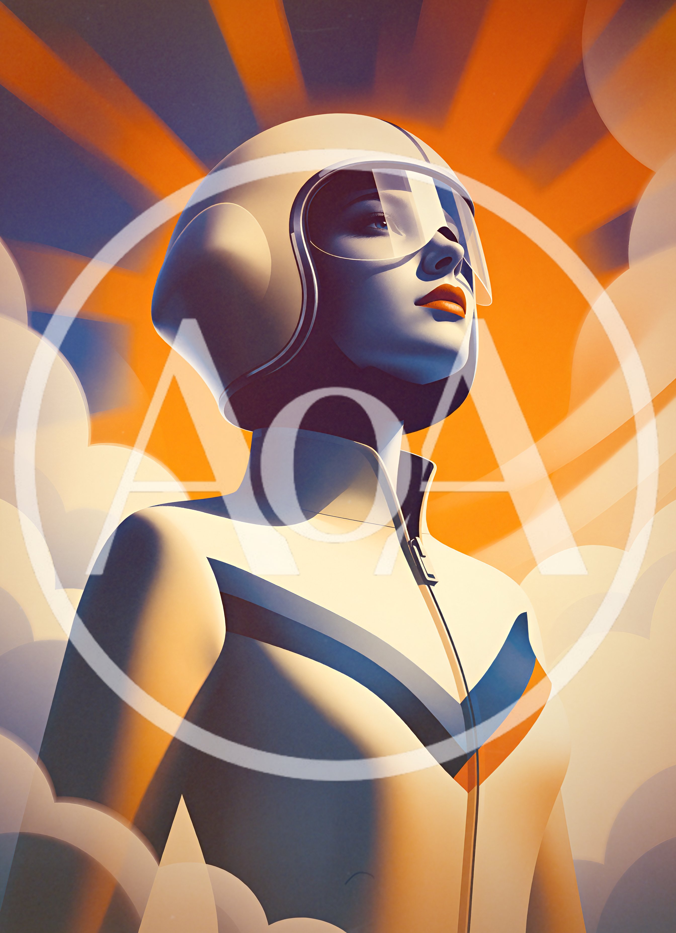 Futuristic Female Pilot In Retro Space Suit