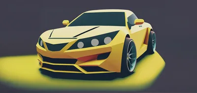 Low Poly Yellow Sports Car Concept